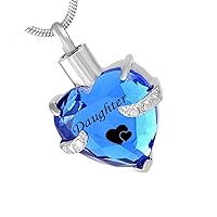 misyou Glass Cremation Jewelry Daughter Birthstone Pendant Urn Necklace Ashes Holder Keepsake