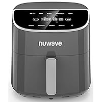 Nuwave Brio Plus 8 Qt Air Fryer, PFAS Free, New & Improved, Digital Touch Screen, Cool White Display, 50°F~400°F in Precise 5°, 5 Cook Functions, 100 Presets & 50 Memory, 3 Wattages 700, 1500, 1800
