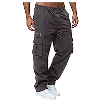 Cargo Jogger Pants for Men Plus Size Low Rise Elastic Waist Button Work Pants Loose Athletic Tactical Pants Trouser