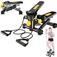 CHUNCIN - Mini Stepper Leg Bike Pedal at Home Trainer with Resistance Bands and LCD Display, Legs Arm Thigh Exerciser Fitness Full Body Workout, Household Installation Free, Mute