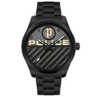 Police Men Analogue Quartz Watch with Stainless Steel Strap PEWJG2121406, Black, One Size, PEWJG2121406
