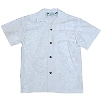 Boy's Hibiscus Panel Cotton Wedding White Shirt
