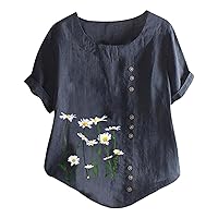 Ladies Tops and Blouses New Elegant Literary and Artistic Retro Printing Casual Cotton T Shirt Top Women Tops