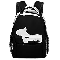 French Bulldog Heart Unisex Laptop Backpack Lightweight Shoulder Bag Travel Daypack