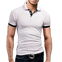 Mens Shirt,Plus Size Short Sleeve Casual Slim Fit Shirts Contrast Color Patchwork T-Shirts Top Blouse