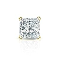 14k Gold 4-Prong Martini Princess Diamond Men SINGLE STUD Earring(1/8-1ct, White, SI2-I1) SLB