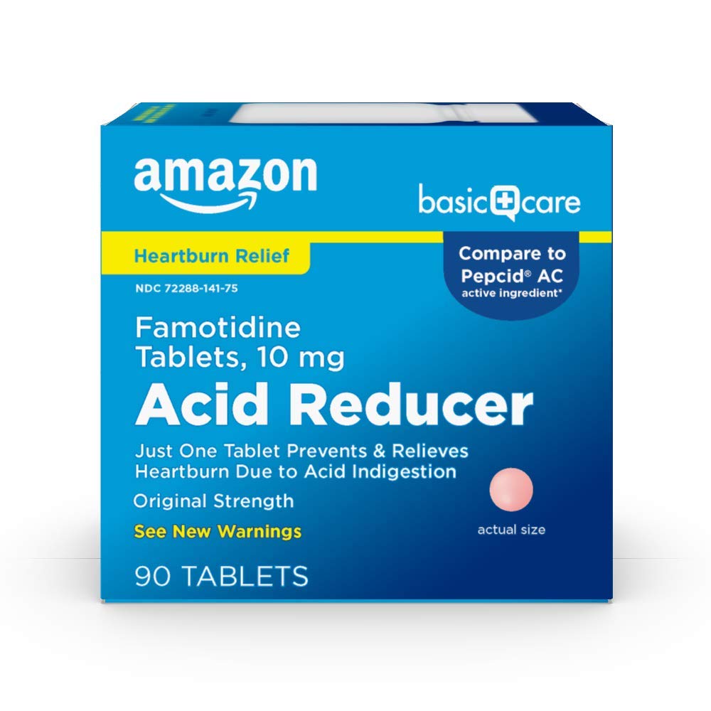 Amazon Basic Care Acid Reducer Famotidine Tablets 10 Mg, 90 Count