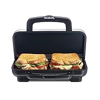 Hamilton Beach Electric Sealed Sandwich Maker Grill with Nonstick Plates,  Makes Stuffed French Toast, Omelets, Compact & Easy to Store, Black (25430)