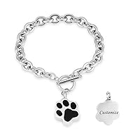 Dog Paw Print Cremation Jewelry for Ashes Memorial Urn Bangle for Pet Stainless Steel Urn Bracelet Ashes Holder