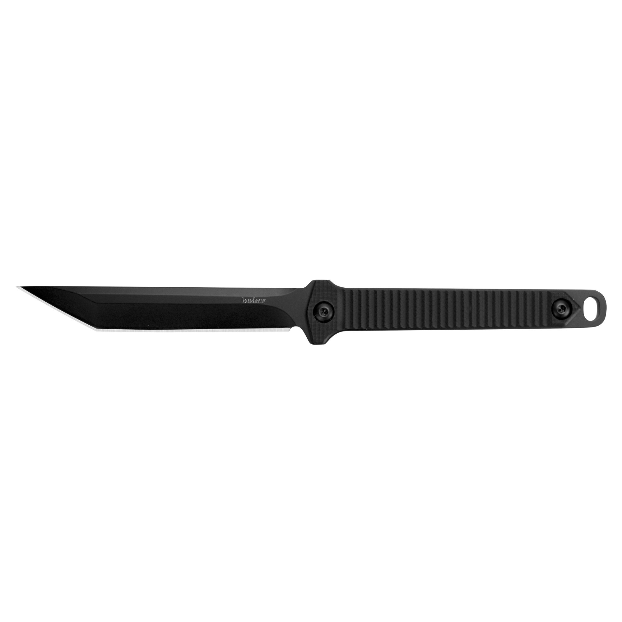 Kershaw Dune Full Tang Neck Knife (4008X) Compact 3.8” 3Cr13 Stainless Steel Fixed Blade With Black-Oxide Finish, Textured Injection Molded Handle, Secure Molded Sheath and Lanyard, 2.5 oz.