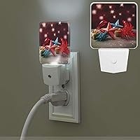 Holiday Christmas Stars Print Night Light with Light Sensors Plug in LED Lights Smart Nightstand Lamp Plug in Night Light for Bedroom Bathroom Hallway Home Decor