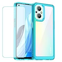 Case for OnePlus Nord N20 5G Case, OnePlus N20 GN2200 Case with Tempered Glass Screen Protector, Clear Hard PC Back & Soft Bumper Protective Phone Cover for OnePlus Nord N20 5G Crystal Blue