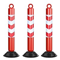 Red Parking Cones, Traffic Safety Barrier Plastic for Drivers Training/Crowd Control Caution Cones Colum w/Chain Hooks