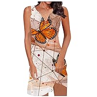 Maternity Dress Long Sleeve Midi,Ladies Casual Europe and America Small Sling Sexy Sleeveless Butterfly Print D