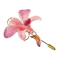 NOVICA Artisan Handmade Natural Orchid Goldplated Stickpin Unique Flower Brooch Leaf Thailand Floral 'Eternal Orchid'