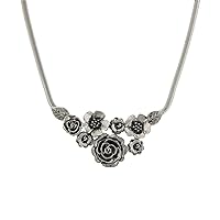 1928 Jewelry Silver-Tone Flower Bib Necklace, 16