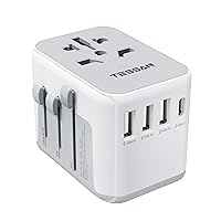 Universal Power Adapter, TESSAN International Travel Plug Adaptor with 4 USB Ports (1 USB C), All in One Worldwide Wall Charger for US to Europe Germany France Spain Ireland Australia(Type C/G/A/I)