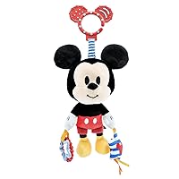 Disney Baby Mickey Mouse On The Go Activity Toy with Teething Rings, Crinkle Sounds, Mirror, and Rattle for Babies and Infants