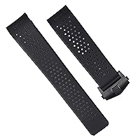 Classical 22 24mm Rubber Watchproof Black Watchband for TAG Heuer Carrera Men Silicone Wrist Tape Deplyment Clasp Logo On (Color : with Black Clasp, Size : 24mm)