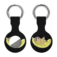 Funny Banana Sloth Soft Silicone Case for AirTag Holder Protective Cover with Keychain Key Ring Accessories