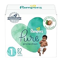 Pampers Pure Protection Diapers - Size 1, 82 Count, Hypoallergenic Premium Disposable Baby Diapers