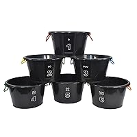 Sportime Drum-N-Store Buckets, 18 x 12 Inches, Black, Set of 6-1450038