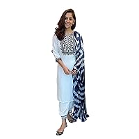 White colored traditional embroidered kurti pent set for women 340