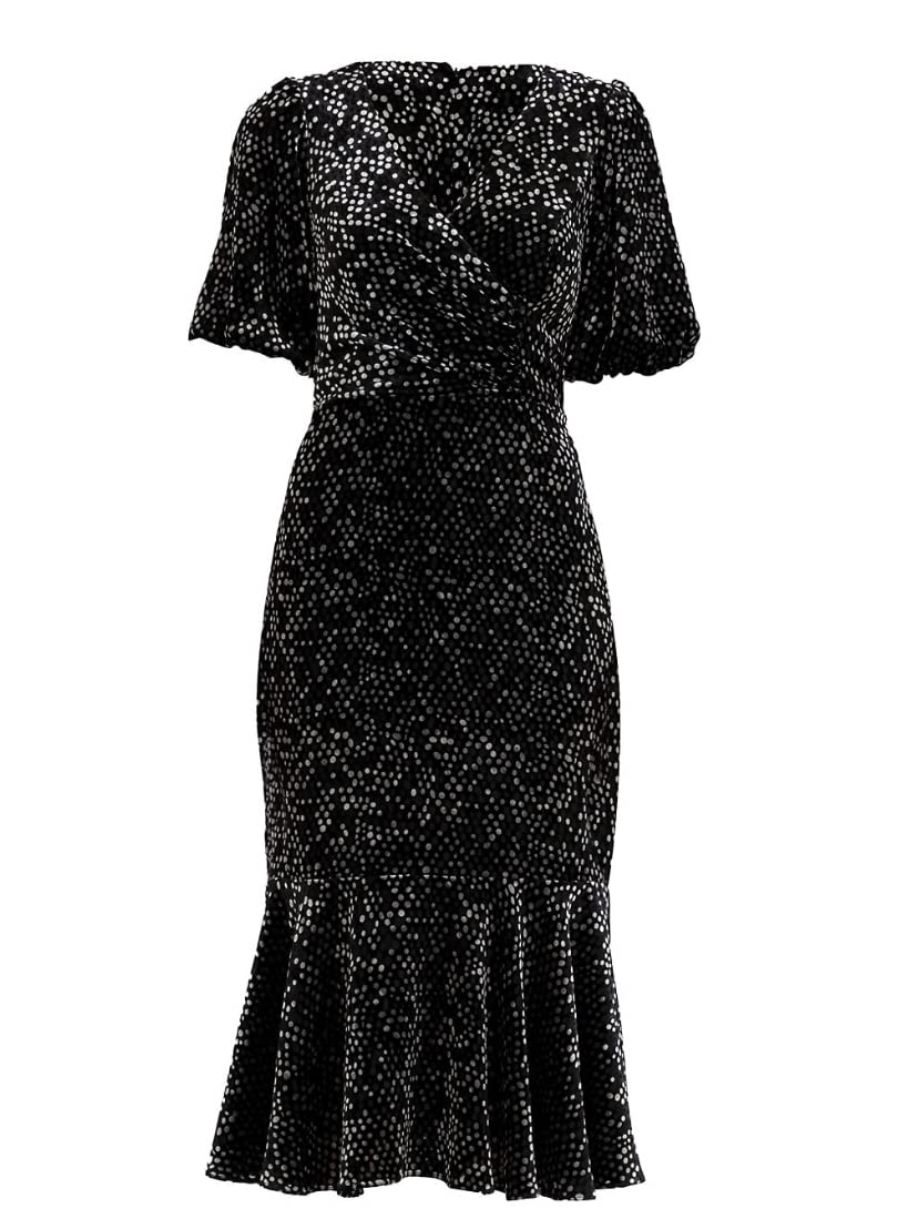 Shoshanna Women's Colette Velevet Dot Burnout Midi Dress