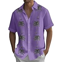 Mens Hawaiian Shirts Summer Short Sleeve Casual Button Down Tropical Printed Beach Shirt Big and Tall Shirts