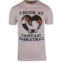 ShirtBANC I Suck at Fantasy Basketball Mens Shirt Rainbow Unicorn Basketball