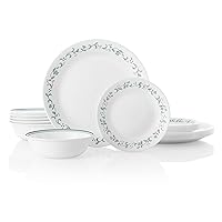 Corelle Vitrelle 18-Piece Service for 6 Dinnerware Set, Triple Layer Glass and Chip Resistant, Lightweight Round Plates and Bowls Set, Country Cottage