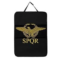 Roman Empire Senate SPQR Flag Back Seat Protector Waterproof Car Seat Cover Kick Mats with Storage Pocket 1PC
