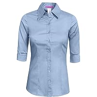 NE PEOPLE Womens Tailored 3/4 Sleeve Button Down Office Shirt