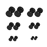 5-10 mm Earring Boys Men Fake Black Women 6PCS Steel Earrings Stainless for Plug Earrings Womens Jewelry