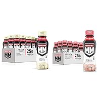 Muscle Milk Genuine Protein Shake Vanilla & Strawberry, 11.16 Fl Oz Bottles 12 Pack Bundle, 25g Protein, Zero Sugar