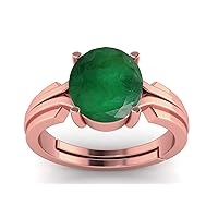 LMDPRAJAPATIS 3.25 Ratti Natural Emerald Stone Rose Gold Fine jewelry Ring For Women's, Gemstone, Emerald