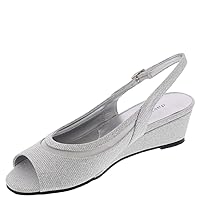 David Tate Womens Edith Glitter Peep-Toe Slingback Heels