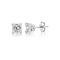 1/2 to 3 Carat Princess Cut Lab Grown Diamond Classic Square Stud Earrings for Women I 14k Gold Earrings (G-H, VS1-VS2, 0.50 to 3.00 cttw) Fancy Shape 4-Prong Setting Push Back Studs by Carbon Atelier