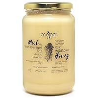 100% Canadian Flower Honey - 1kg / 2.2lbs, Honey Wildflower Unfiltered, Unheated & Creamed, Nutrient Rich Raw Wildflower Honey With Enzymes, Thick Natural Sweetener