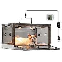 Newborn Puppy and Kitten Incubator, Pet Incubator with Pet Heating Lamp, Temperature and Humidity Detection and Cotton Pad 85L 2 * 50W