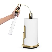simplehuman Standing Paper Towel Holder with Spray Pump, Brass Stainless Steel, Gold