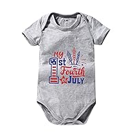 Long Sleeve Girl Leotard Gymnastics Toddler Kids Infant 4 of July Letters Prints Short Sleeve Independence Baby