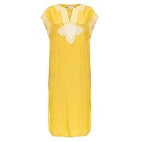 Tory Burch Women's Yellow Stripe Viscose Silk Tunic Dress