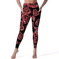 Red Heart Disease Women's Yoga Pants High Waisted Tummy Control Leggings Stretch Athletic Gym Print Long Pants