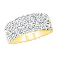 DGOLD 10kt Gold Round White Diamond 5 row Anniversary Ring (1/2 cttw)