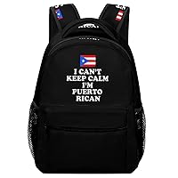 I Can't Keep Calm I'm Puerto Rican Laptop Backpack Fashion Shoulder Bag Travel Daypack Bookbags for Men Women