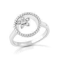 Sterling Silver Simulated Diamond Sunshine Flower Ring (Size 5-9)