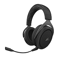 Corsair HS70 Wireless Gaming Headset - 7.1 Surround Sound Headphones for PC - Discord Certified - 50mm Drivers - Carbon (Renewed)