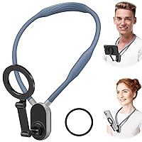 Keweis Magnetic Neck Phone Holder Cell Phone Mount, Hand Free POV/Vlog Flexible Phone Neck Holder Around Chest Stand Video Recording Fit for iPhone 15 14 13 12 Pro Max Plus Mini (Blue)