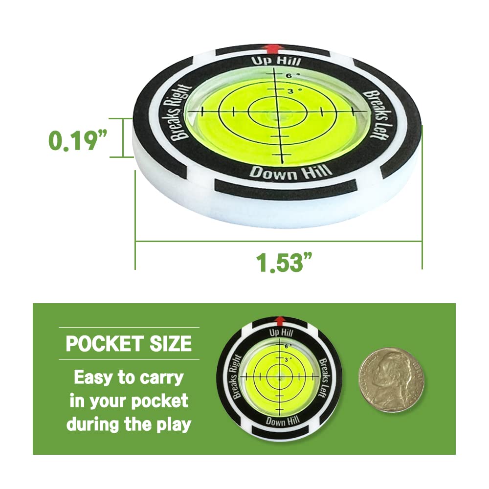 BUDDYBIRDIE Birdie Putt Green Reader Lite | Poker Chip Style Ball Marker Compact & Stylish Golf Putting & Green Reading Aid Bubble Level High Precision Alignment Tool Golf (Lite - Black & White)